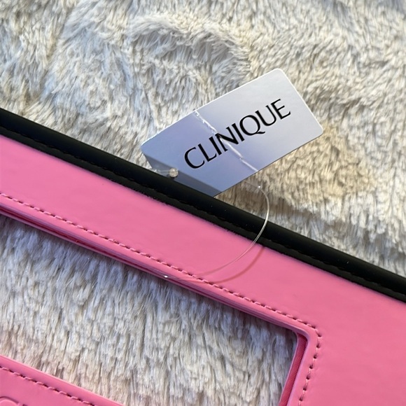 Clinique Limited Edition Hot Pink Shopper Tote Bag Cut Out Handles NEW - Picture 5 of 10